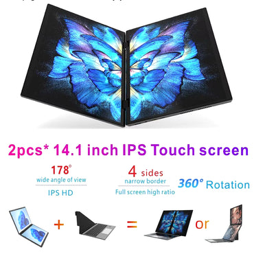 2024 New 14Inch 2 in 1 YOGA  N95 12Th Gen 3.4GHZ DDR4 Dual Display Double Full Touch Screen Laptop