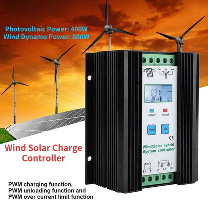 12/24V Wind and Solar Complementary Charge Controller Lcd Monitor Wind Turbine Solar Panel Charger Regulator