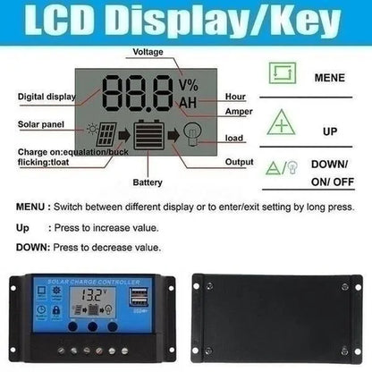 Polysilicon 20W 12V/24V Dual Output USB Solar Panel Flexible Monocrystalline Battery Charge with Dual High Efficiency USB Solar Controller(Option) for Home/Outdoor Solar Power Kit