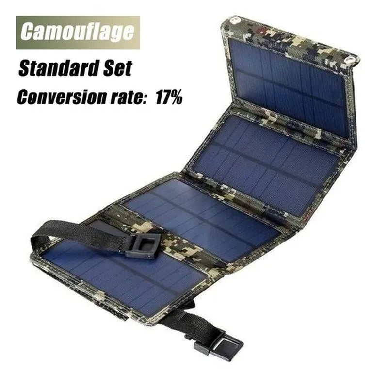 2000W High Power Output Waterproof USB Outdoor Sunpower Foldable Solar Panels Cells 5V Portable Solar Mobile Battery for Traveling Camping Hiking Black/Camouflage