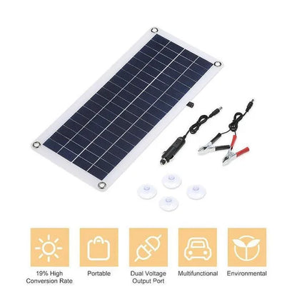 20W Solar Panel 18V Battery Charger Dual USB with 20A-60A Controller Solar Cell Outdoor Camping for Phone Car Yacht RV Hiking