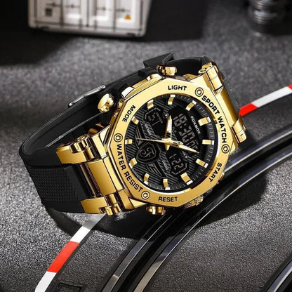 FOXBOX Men'S Business Watch Fashion Top Brand Luxury Creative Design Stainless Steel Quartz Watch Waterproof Chronograph Watch