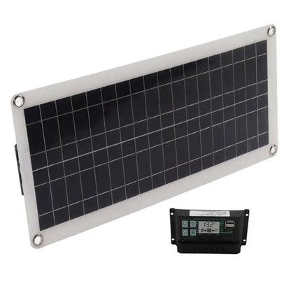 30W Solar Panel Complete Kit 12V Solar Cell Power Portable Outdoor Polysilicon Camp Hiking Travel