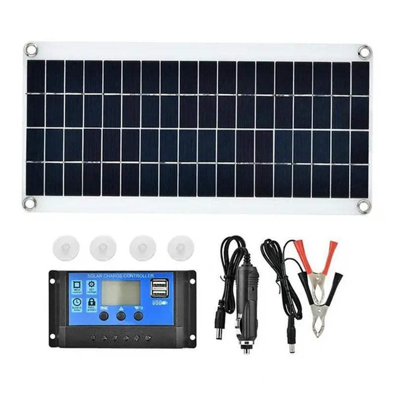 20W Solar Panel 18V Battery Charger Dual USB with 20A-60A Controller Solar Cell Outdoor Camping for Phone Car Yacht RV Hiking