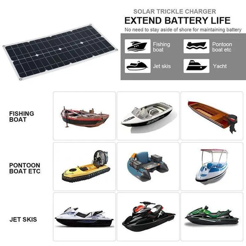 Polysilicon 20W 12V/24V Dual Output USB Solar Panel Flexible Monocrystalline Battery Charge with Dual High Efficiency USB Solar Controller(Option) for Home/Outdoor Solar Power Kit