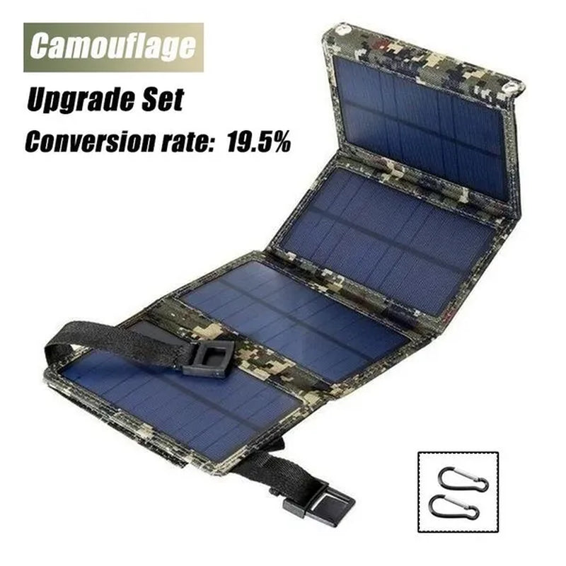 2000W High Power Output Waterproof USB Outdoor Sunpower Foldable Solar Panels Cells 5V Portable Solar Mobile Battery for Traveling Camping Hiking Black/Camouflage