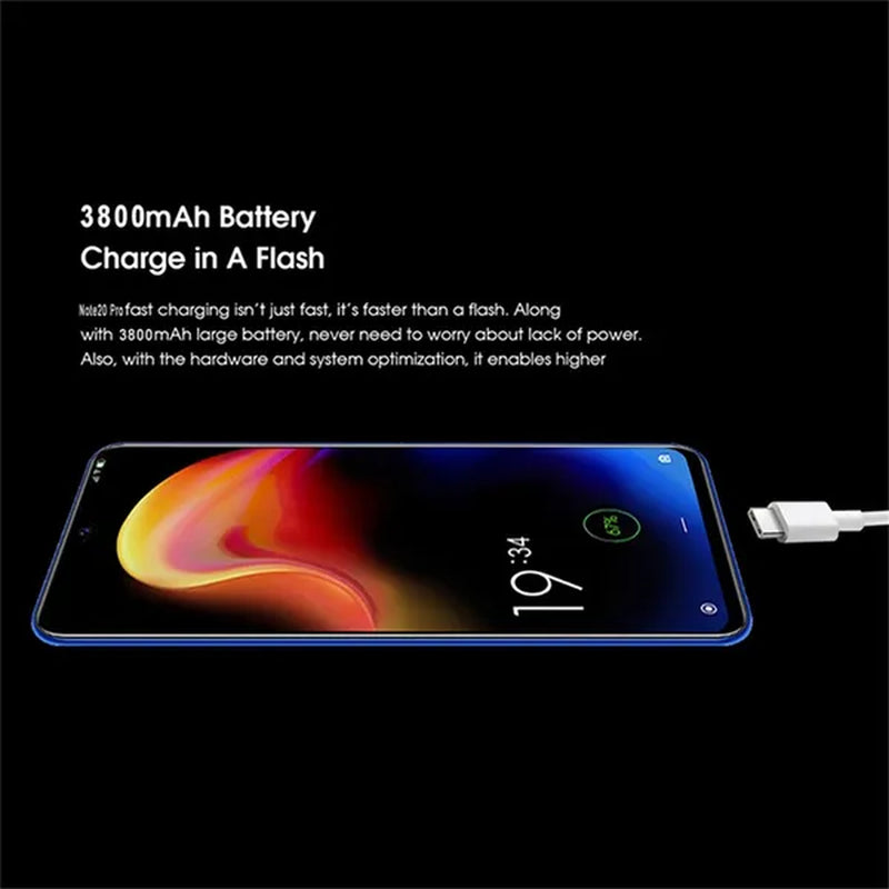 Note20 Pro 6.7 Inch 2.5D Curved Glass Screen Smartphone Face/Fingerprint Support 5G Wifi Android 9.0 1.5Ghz Dual SIM Cards Dual Rear 13MP 24MP HD Camera Bluetooth GPS Network 3G/4G/5G Smart Phones MASK