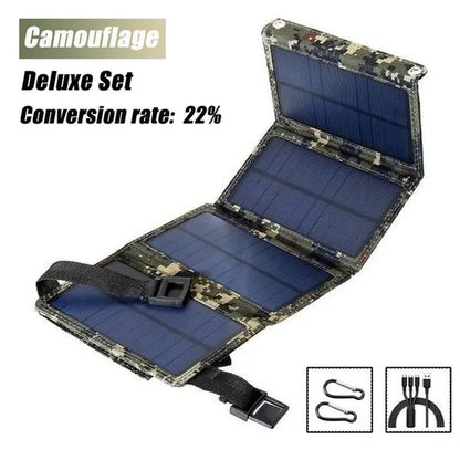 2000W High Power Output Waterproof USB Outdoor Sunpower Foldable Solar Panels Cells 5V Portable Solar Mobile Battery for Traveling Camping Hiking Black/Camouflage