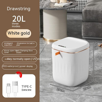 Smart Trash Can with Lid for Bedroom and Living Room Kitchen Storage Box Trash Can Induction Small Car Box Automatic Smart Dustbin Smart Trash Bin