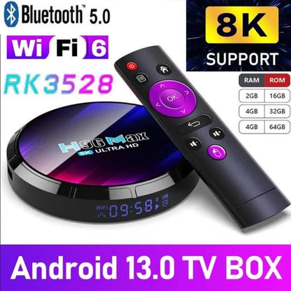 8K HDMI Android 13 Smart TV BOX 2GB+16GB/4GB+32GB/4GB+64GB Optional Media Stream Player 5G WIFI BT 5.0 Set-Top-Box