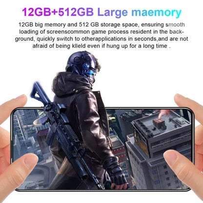 New V19Pro 7.2 Inch Full Screen FHD Smartphone 12GB+512GB Face Unlock 4G 5G Android10.0 Dual SIM Cards Support T Card Dual Rear 18MP+48MP HD Camera Bluetooth GPS Navigation Hi-Fi Sound Quality Smart Phones