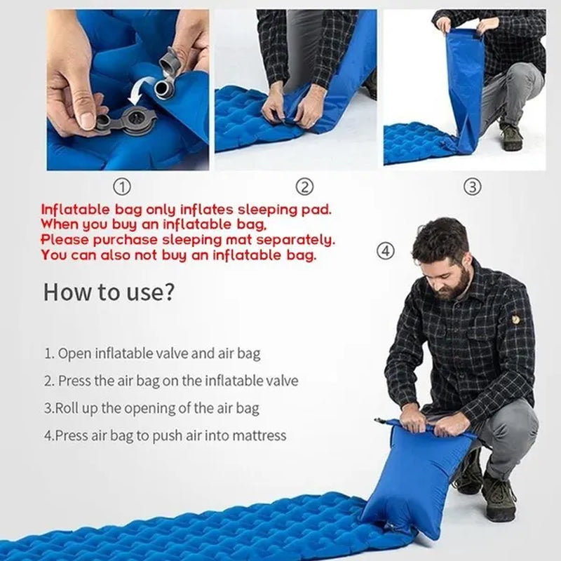 Waterproof Portable Camping Sleeping Pad - Ultralight Compact Inflating Pads, Portable Camping Mat Suit for Outdoor Hiking, Backpacking, Hammock and Travel - Air Cell Design with Folding Carry Bags Accessories，Inflatable Bag Optional(With/Without Pillow)