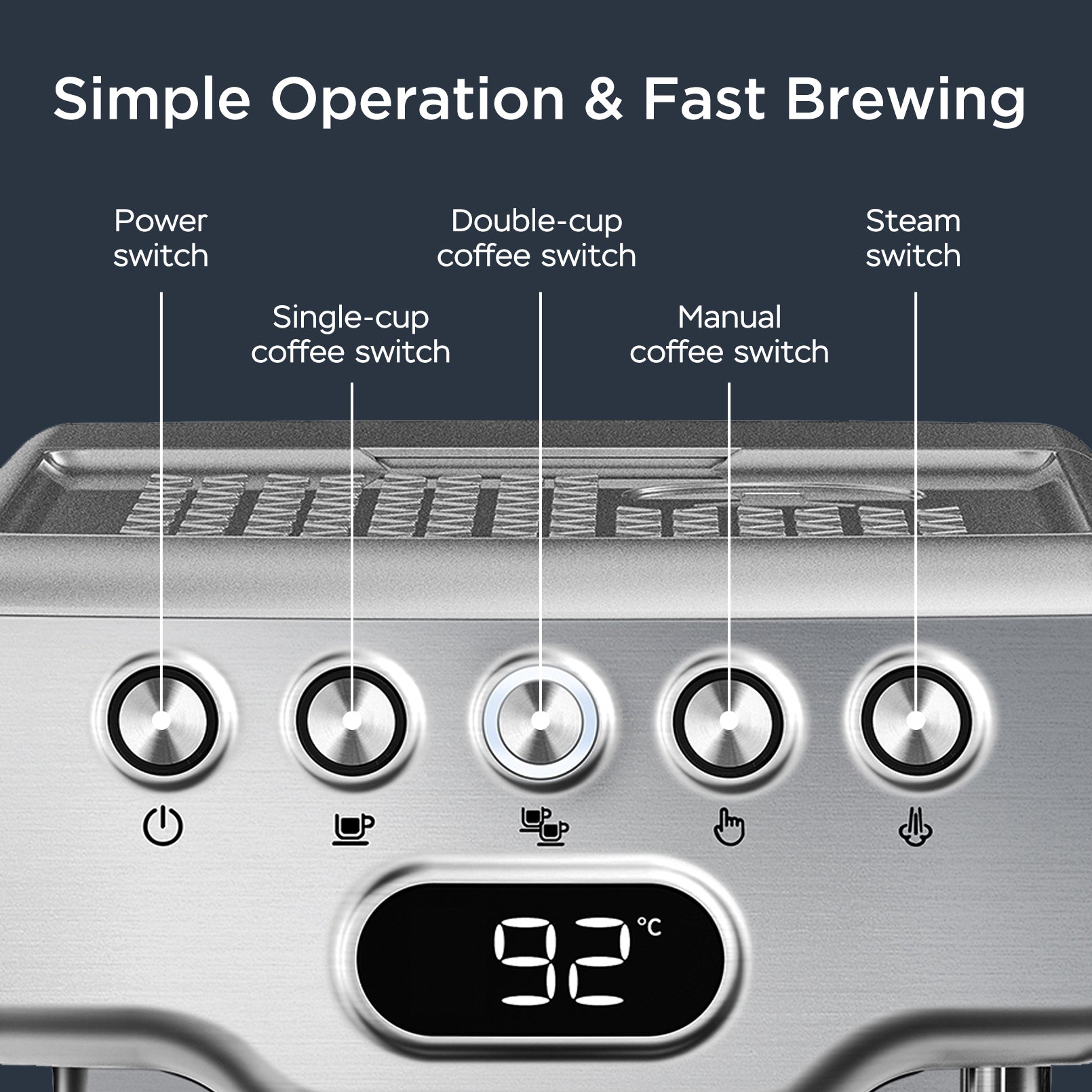 Geek Chef Espresso Machine, 20 Bar Espresso Machine with Milk Frother for Latte, Cappuccino, Macchiato, for Home Espresso Maker, 1.8L Water Tank, Stainless Steel, Ban on Amazon