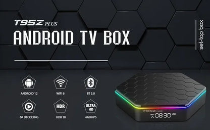 T95Z plus Smart TV Box Android 12.0 2.4G & 5G Wifi6 H618 Quadcore Cortex-A53 6K Bluetooth 5.0 4G 16G 32Gb 64Gb Set-Top Box Google Media Player Youtube Support IP TV