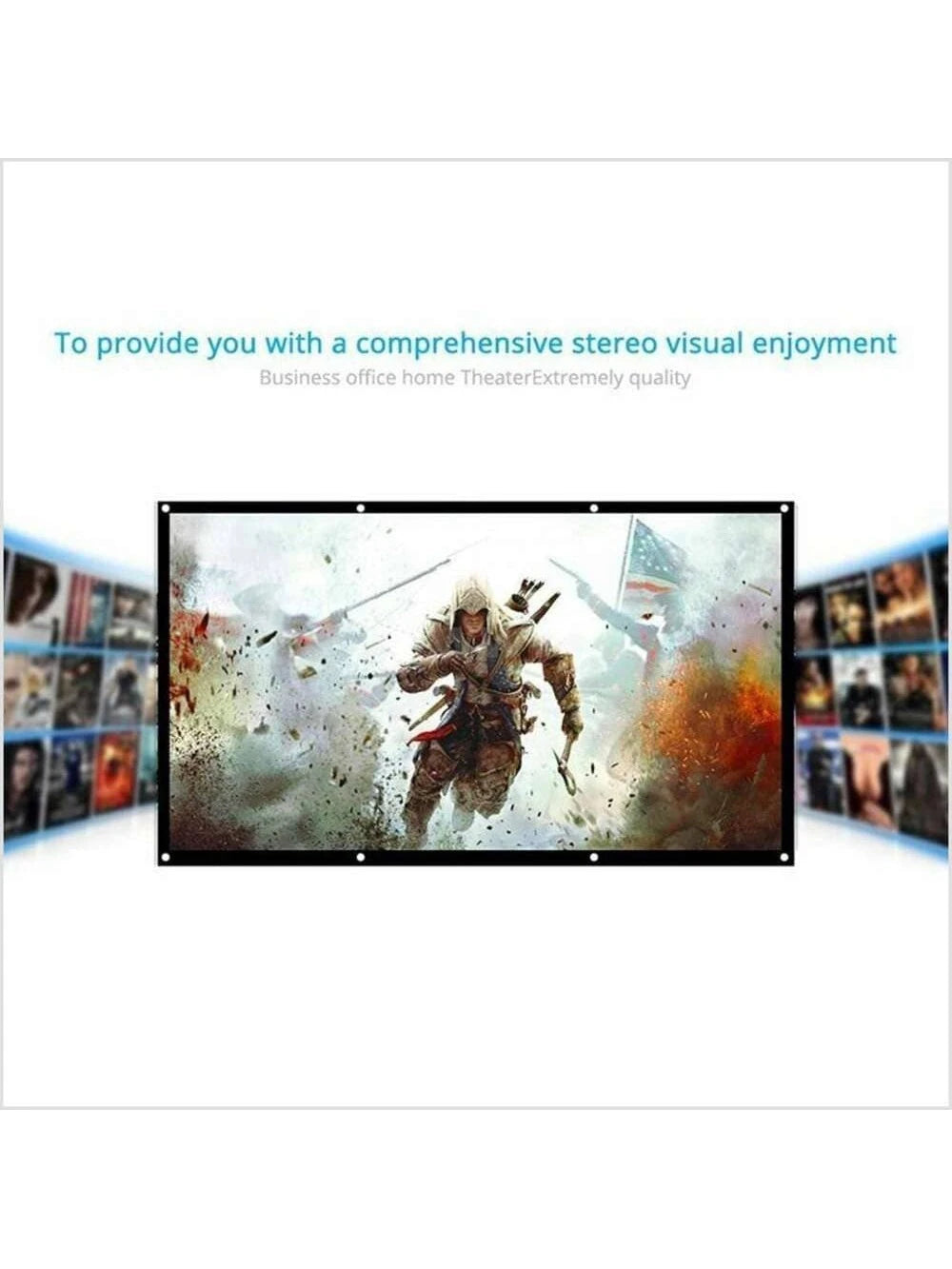 120" Projector Screen Foldable Home Theater In/Outdoor Movie Projection 16:9/4:3