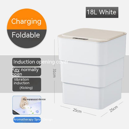 Smart Trash Can with Lid for Bedroom and Living Room Kitchen Storage Box Trash Can Induction Small Car Box Automatic Smart Dustbin Smart Trash Bin