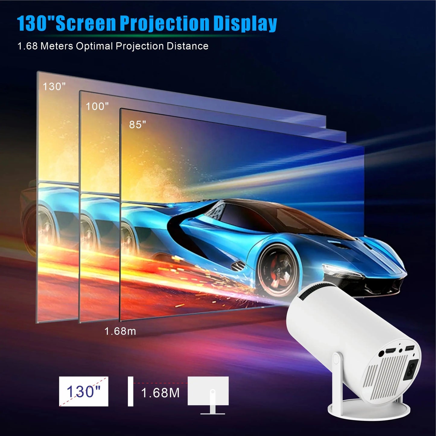 Hotselling 4K Hy300Pro Smart Projector 4K Android 12 Dual Wifi6 150 ANSI Allwinner BT5.0 1080P Home Cinema Outdoor Projetor