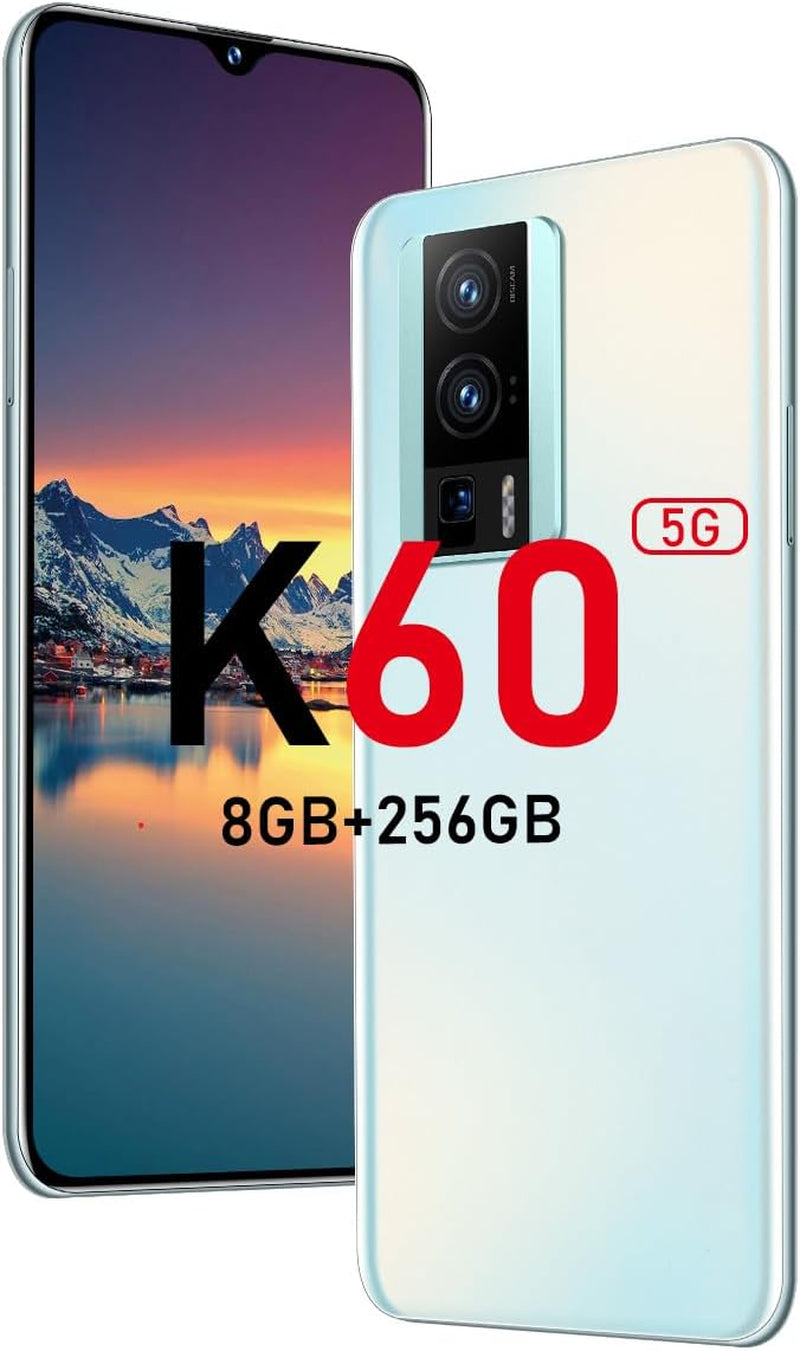 K60 Unlocked 5G Smart Phone 2024 Android 13 Cell Phone 8GB+256GB 8-Core Smart Phones 6.7" HD Screen 24MP+64MP Camera 6800Mah Battery Standby 5G Dual SIM Cell Phone with Android Phone(Greener)