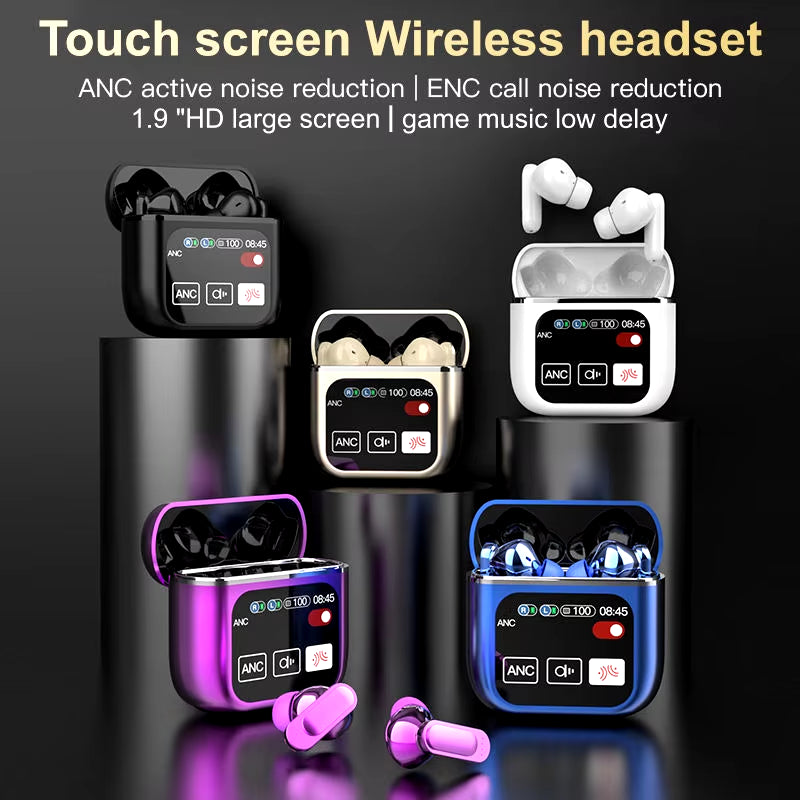 Hot Selling SE60 TWS ENC Noise Cancelling with Relogio Touch Screen Display Wireless Bluetooth Audifonos Earphone Headphone