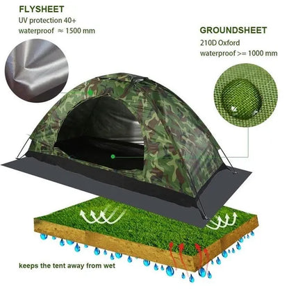 2 Person Camping Dome Tent Waterproof Outdoor Tent with Top Rainfly Easy Set Up