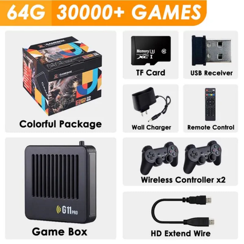 Dual-System 4K HD Video Game Console TV Game Player Wireless Gamepad G5 Built in 60000+ Games 64G/128GTV Box Support NDS/PS1/PSP