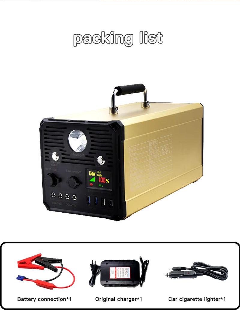 1000W Power Supply Portable Solar Generator 12V 40Ah 480Wh Charging Camping 220V Portable Power Station