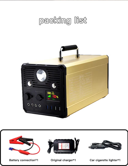 1000W Power Supply Portable Solar Generator 12V 40Ah 480Wh Charging Camping 220V Portable Power Station