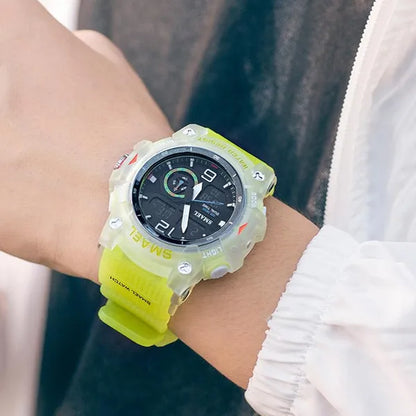SMAEL Transparent Shell Design Led Digital Watches Fashion Waterproof Sports Watch Dual Display Stopwatches Student