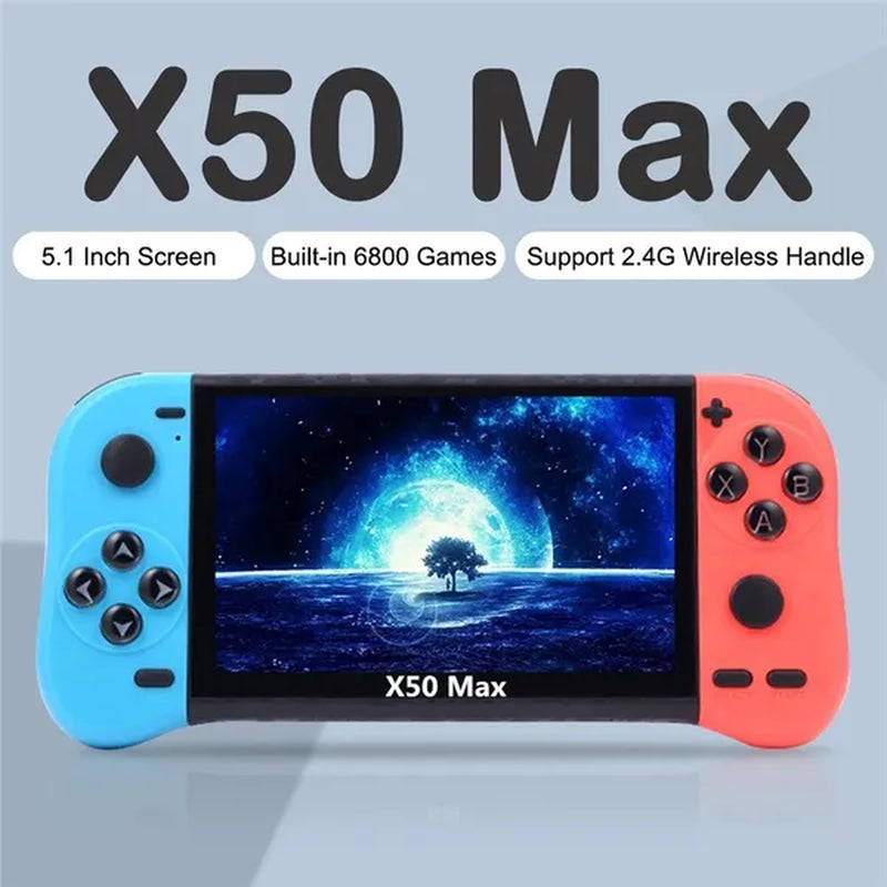 Newest X50/X50Max 5.1 Inch 16/9 HD Screen Game Console 2.4G Wireless Double Game Console for MAME CPS1 NES GBA GBC BIN GB SFC