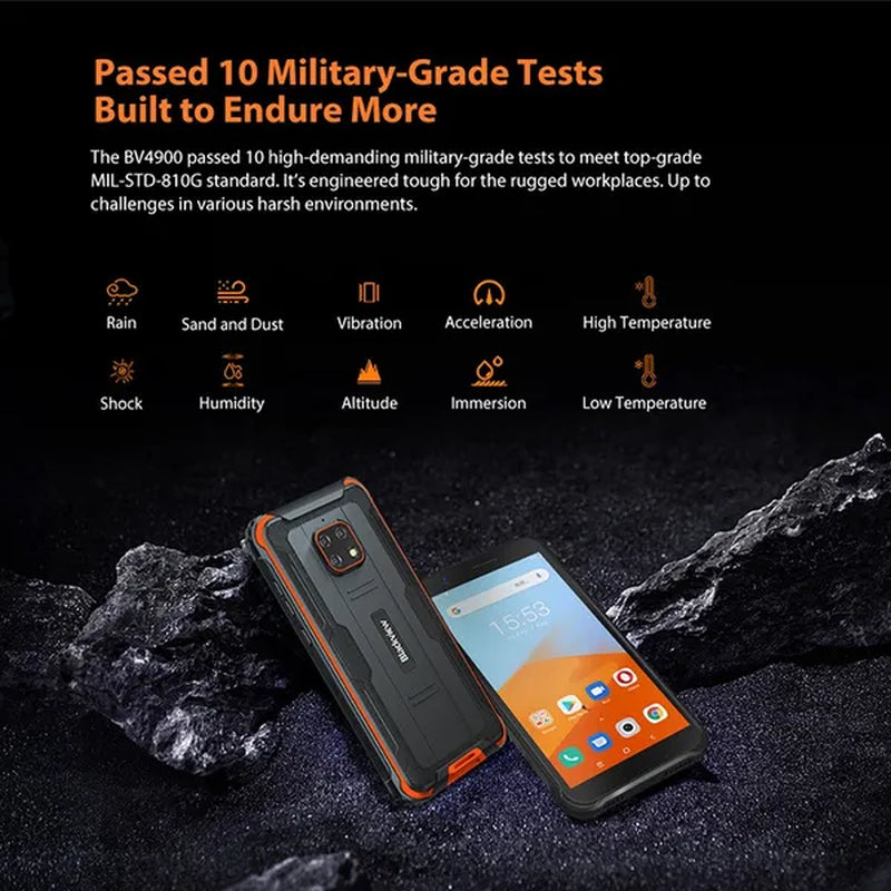 Blackview BV4900 Rugged Phone MT6761V/WE 5580Mah Android 10 Smartphone 3GB+32GB 5.7 Inch 8.0MP+5.0MP NFC IP68 Waterproof Mobile Phone