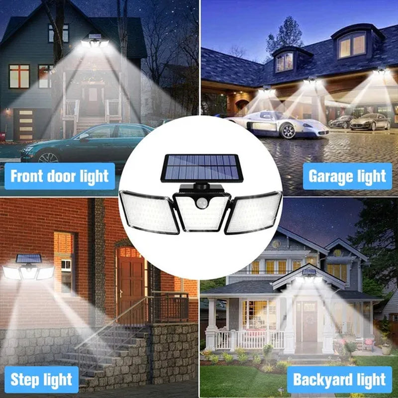 Outdoor 265 LED Solar Collector Light Motion Sensor Lights 3 Adjustable 270 ° Angle Lighting Waterproof IP65 Flood Light for Garden, Garage, Patio