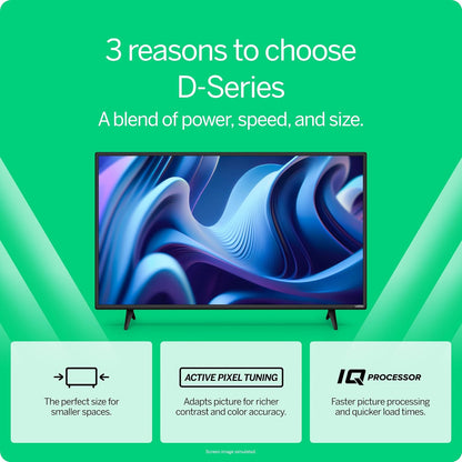 32 Inch D-Series HD 720P Smart TV with Apple Airplay and Chromecast Built-In, Alexa Compatibility, D32H-J, 2022 Model