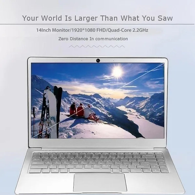 14.1 Inch Laptop Computer Intel J4105 RAM 6G SSD 64G/128G Windows 10 Student Notebook Office Work Job Learning Tool Gadgetl Gadget