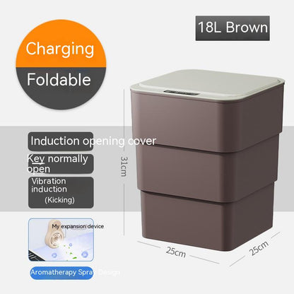 Smart Trash Can with Lid for Bedroom and Living Room Kitchen Storage Box Trash Can Induction Small Car Box Automatic Smart Dustbin Smart Trash Bin