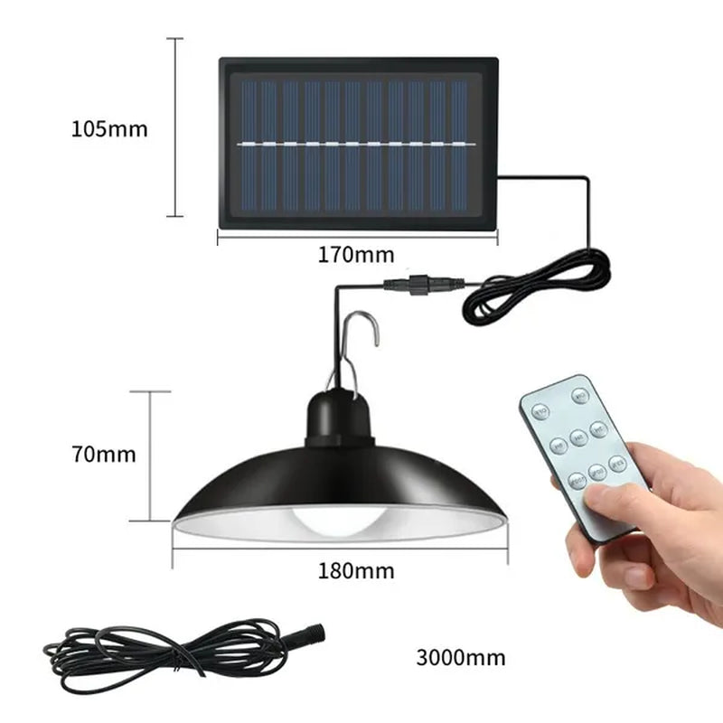 Solar Pendant Lights Double Single Head Indoor Outdoor Solar Hanging Lamp with White Warm White Light for Garden Patio