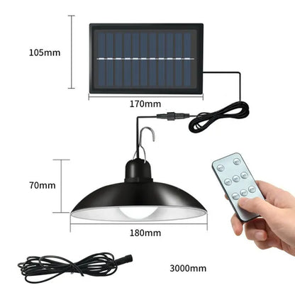 Solar Pendant Lights Double Single Head Indoor Outdoor Solar Hanging Lamp with White Warm White Light for Garden Patio