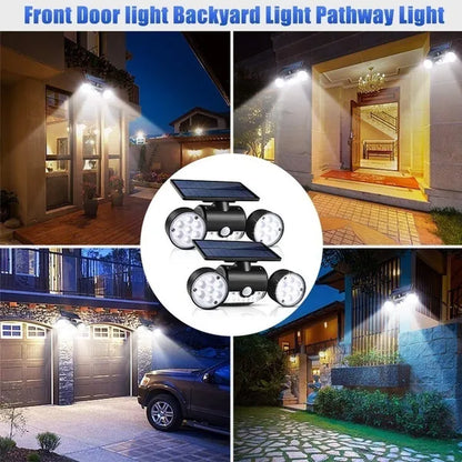 Dual Head 360° Adjustable Spotlights Solar Security Lights with Motion Sensor IP65 Waterproof Solar Motion Lights Outdoor for Front Door Yard Garden Garage Patio Deck