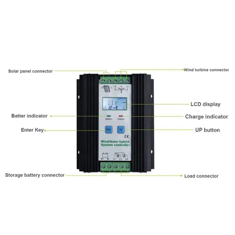 12/24V Wind and Solar Complementary Charge Controller Lcd Monitor Wind Turbine Solar Panel Charger Regulator