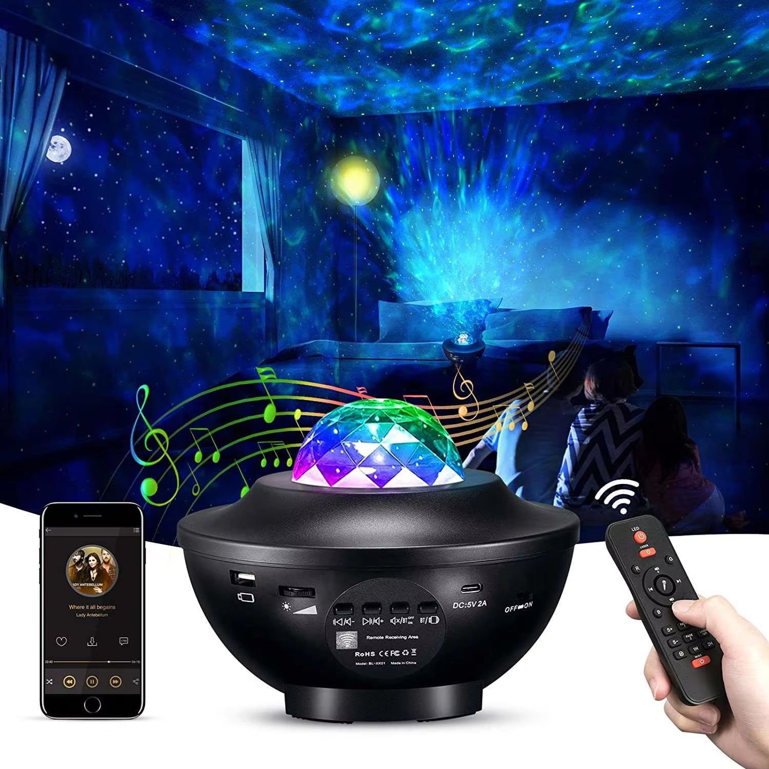 Oversea Stock Dropshipping Night Lights Laser Sterrenhemel Proyector BT Speaker Galaxia Starry Light Star Projector Wifi Smart