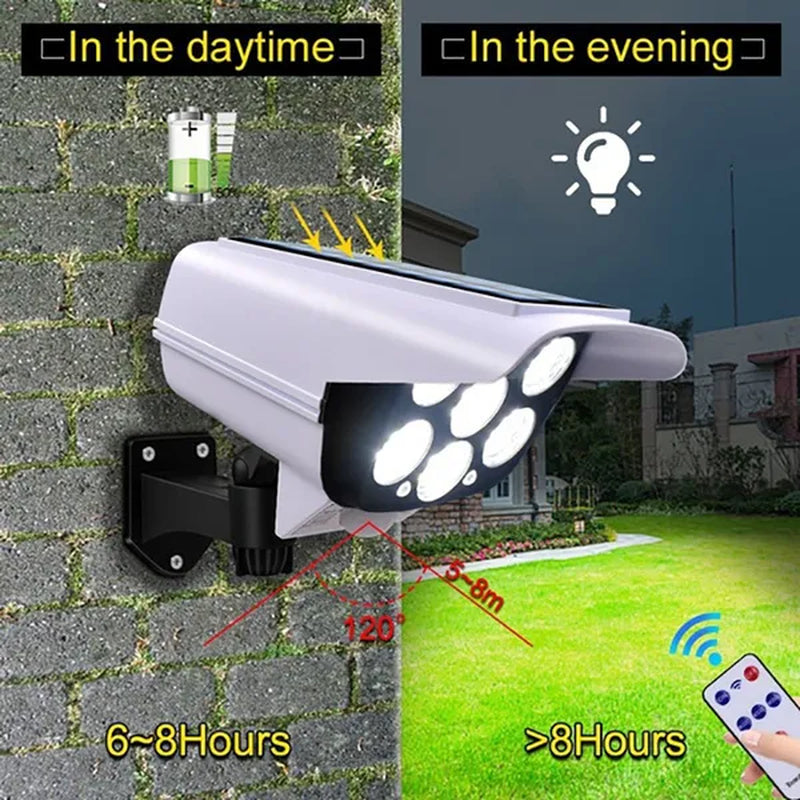 77LED Solar Light Outdoor Motion Sensor Security Dummy Camera Wireless IP65 Waterproof for Home Garden Pathway Yard Fence Garage Deck