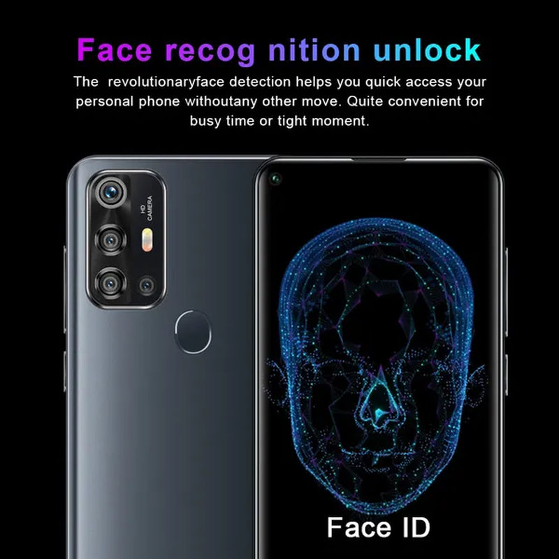 New V19Pro 7.2 Inch Full Screen FHD Smartphone 12GB+512GB Face Unlock 4G 5G Android10.0 Dual SIM Cards Support T Card Dual Rear 18MP+48MP HD Camera Bluetooth GPS Navigation Hi-Fi Sound Quality Smart Phones