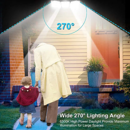 Outdoor 265 LED Solar Collector Light Motion Sensor Lights 3 Adjustable 270 ° Angle Lighting Waterproof IP65 Flood Light for Garden, Garage, Patio