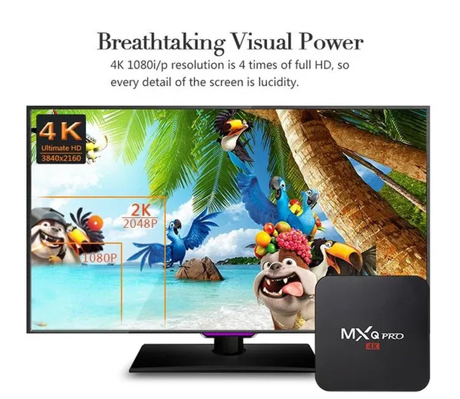 JUSHENG MXQ Pro 4K RK3228A Chipset Android 11.0 Smart TV Box Lollipop OS Quad Core 1G/8G 4K for Google Streaming Media Player TV Box with Wifi, HDMI, DLNA